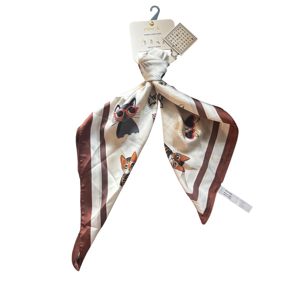 Piper K Double Sided Print Cat Square Scarf 26.8"* 26.8"